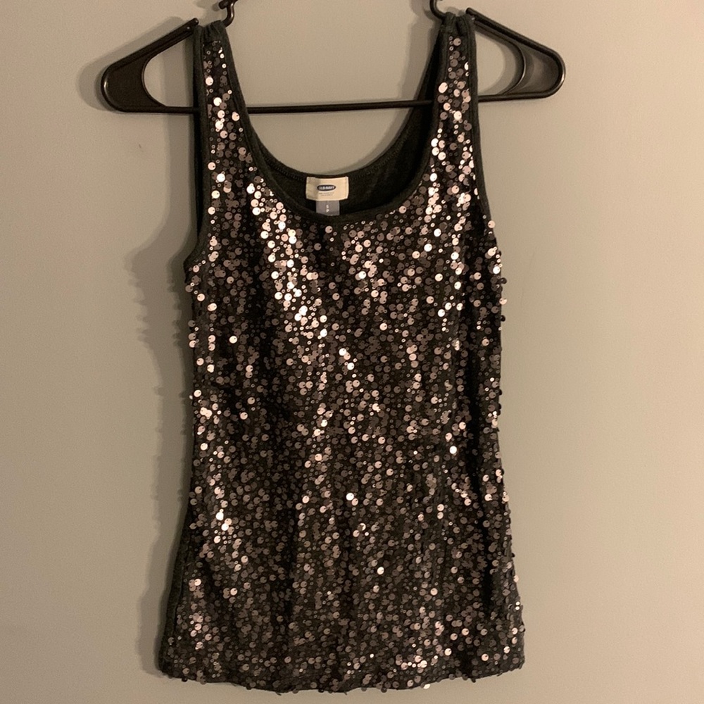 Gray sequin tank top